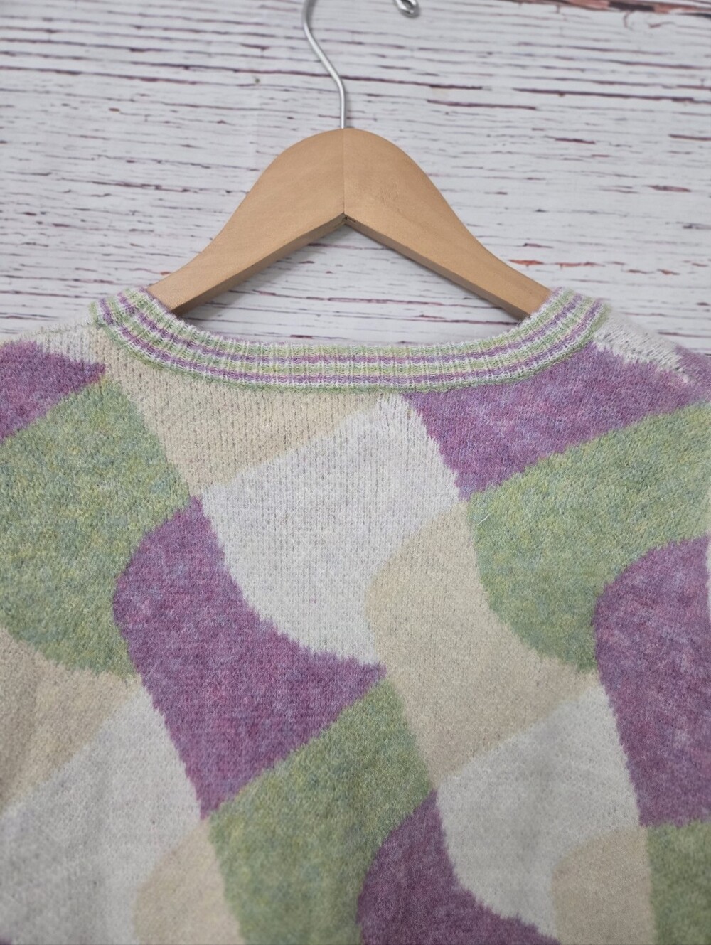 NWT &merci Pastel Geometric Fuzzy Knit Sweater Size Small - Picture 6 of 16
